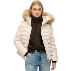 Superdry Γυναικείο Μπουφάν Χειμωνιάτικο Puffer Μακρύ Εκρού W5011754A-1KI