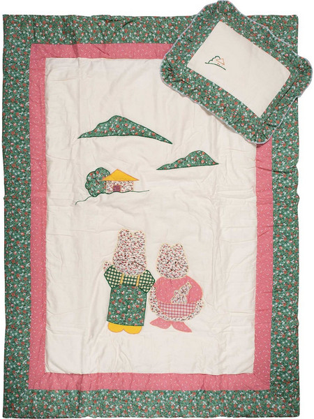 Silk Fashion Bunnies Κουβέρτα Κούνιας 90x125 Μπεζ Χακί + Μαξιλάρι