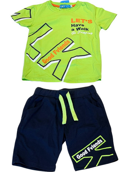 Sam0-13 Παιδικό Σετ για Αγόρι Καλοκαιρινό Navy Μπλε Lime 122878