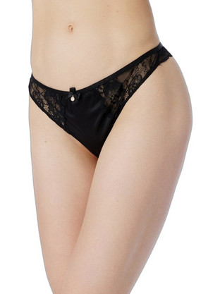 Minerva Γυναικείο Sexy String με Δαντέλα Μαύρο 90-80973-045