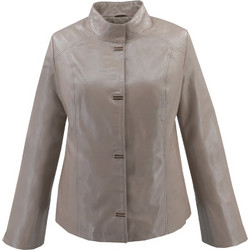 Leather 100 Γυναικείο Μπουφάν Δερμάτινο Μακρύ Μπεζ 47S-W-2046