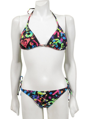 Roxy Bikini Set Τριγωνάκι Μαύρο Πολύχρωμο XIWSM011