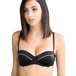 Lormar Stilosa Σουτιέν Balconette Push Up με Μπανέλα Μαύρο