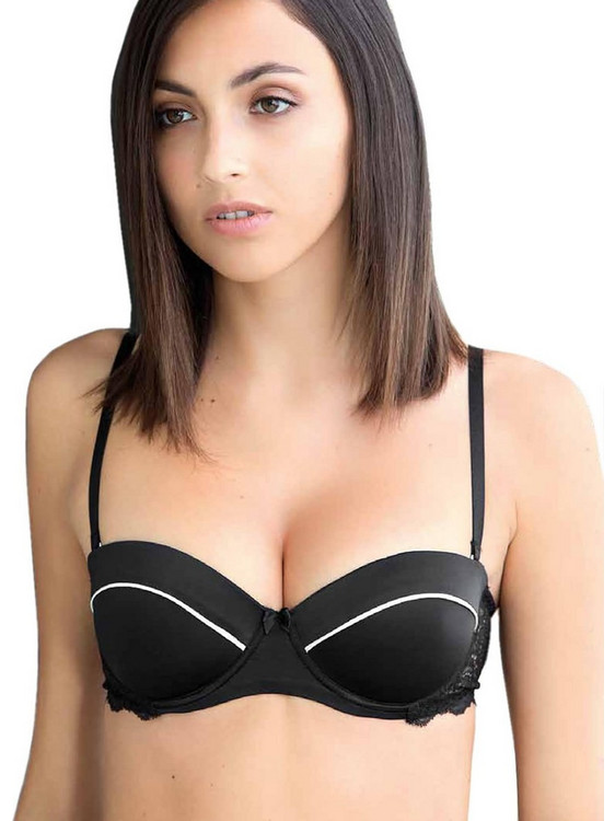 Lormar Stilosa Σουτιέν Balconette Push Up με Μπανέλα Μαύρο
