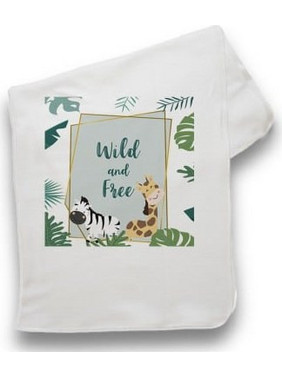 Bonjour Bebe Jungle Wild and Free Πάνα Αγκαλιάς Πικέ Λευκή 75x75cm