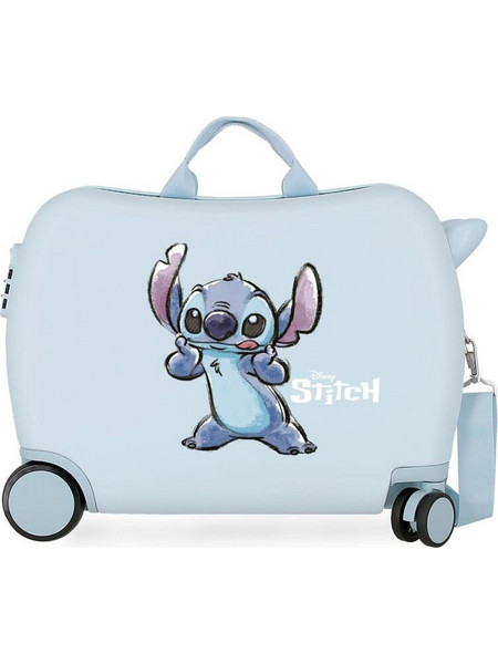 Disney Stitch Make a Face Παιδική Βαλίτσα Καμπίνας 20x2300x43cm με 4 Ρόδες Γαλάζια