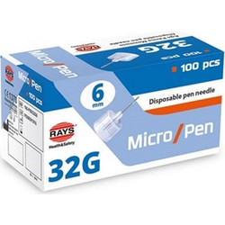 Rays Micropen Βελόνες Ινσουλίνης 32G 6mm 100τμχ