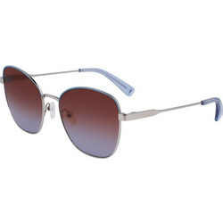 Longchamp LO164S-043 Γυναικεία Γυαλιά Ηλίου Πεταλούδα Μεταλλικά Ασημί με Καφέ Degradee Φακό