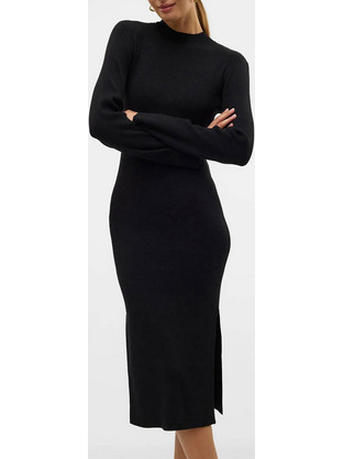 Vero Moda Midi Καθημερινό Φόρεμα Μεταξωτό Μαύρο 10312368