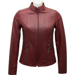 Leather 100 Γυναικείο Μπουφάν Δερμάτινο Κοντό Μπορντό 05-W-FOUR