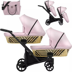 Kunert Invento Duo Glam 2 in 1 Καρότσι για Δίδυμα Eco Pink Metalic Black Frame