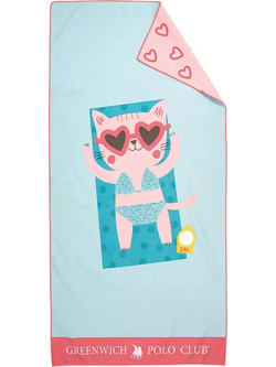 Greenwich Polo Club Girly Cat 4081 Παιδική Πετσέτα Θαλάσσης Microfiber Γαλάζια 70x140cm