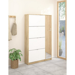 InsideHome Παπουτσοθήκη Ξύλινη Λευκή με Καθρέπτη M98.8xΠ24xY162cm 0171.TV73