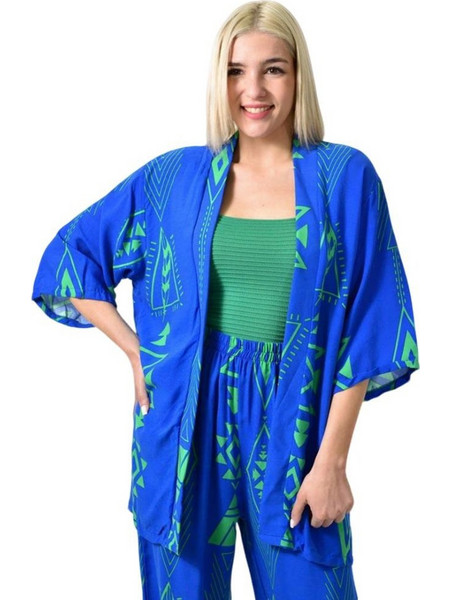 Potre Γυναικείο Κιμονό Παραλίας Κοντό Πράσινο Royal Blue 248021111