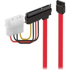 Lindy 33364 Καλώδιο Τροφοδοσίας 7-Pin SATA III to 22-Pin SATA 0.3m Red