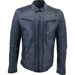 Leather 100 Ανδρικό Μπουφάν Χειμωνιάτικο Δερμάτινο Μπλε 14-M-SON