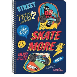 Must Skate More Σπιράλ Τετράδιο Ριγέ B5 90 Φύλλων 3 Θεμάτων Μπλε 000584856