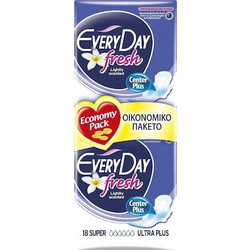 EveryDay Fresh Super Ultra Plus Σερβιέτες με Φτερά για Αυξημένη Ροή 6 Σταγόνες 18τμχ