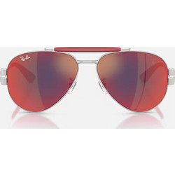 Ray-Ban RB3762M F1256P Ανδρικά Γυαλιά Ηλίου Aviator Μεταλλικά Ασημί με Κόκκινο Καθρέπτη Φακό