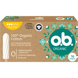 O.B. Organic Normal Ταμπόν για Κανονική Ροή 3 Σταγόνες από 100% Οργανικό Βαμβάκι 16τμχ