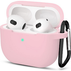 Techsuit Smooth Ultrathin Θήκη Σιλικόνης με Γάντζο για Apple AirPods 3 Ροζ