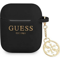 Guess 4G Charm Collection Θήκη Σιλικόνης για Apple AirPods 1 / 2 Μαύρη