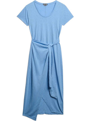Superdry Midi Καλοκαιρινό Καθημερινό Φόρεμα Ντραπέ Γαλάζιο W8011944A