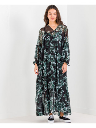 Scotch & Soda Midi Βραδινό Φόρεμα Floral Μαύρο 179580-7693