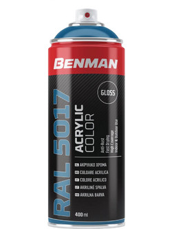 Benman Ακρυλικό Σπρέι Βαφής Μπλε Traffic Gloss 400ml RAL 5017
