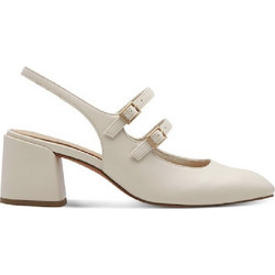 Marco Tozzi Γόβες Slingback Δερμάτινες με Χοντρό Χαμηλό Τακούνι Εκρού 2-2-29602-44-403
