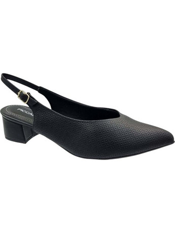 Piccadilly Ανατομικές Γόβες Slingback Δερμάτινες με Χοντρό Χαμηλό Τακούνι Μαύρες 1-779-25133