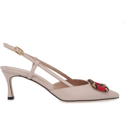 Mourtzi Γόβες Slingback Δερμάτινες με Λεπτό Ψηλό Τακούνι Nude 55/56108