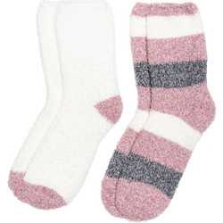 Pink Label Fleece Γυναικείες Κάλτσες με Σχέδια Λευκές Ροζ 2Pack SC-W210
