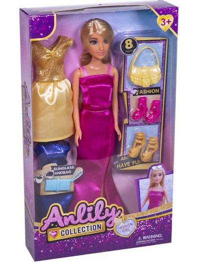 Anlily Collection Κούκλα με Φορέματα & Αξεσουάρ
