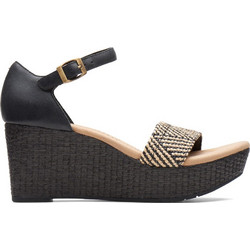 Clarks Rose Ease Ανατομικές Καλοκαιρινές Γυναικείες Πλατφόρμες Ψηλές Μαύρες Εκρού 26171324