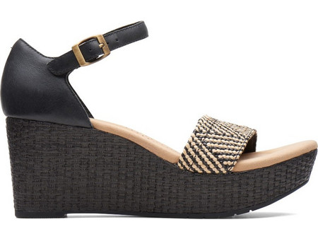 Clarks Rose Ease Ανατομικές Καλοκαιρινές Γυναικείες Πλατφόρμες Ψηλές Μαύρες Εκρού 26171324