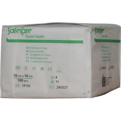 SafeCare Μη Αποστειρωμένες Γάζες 8ply 10x10cm 100τμχ