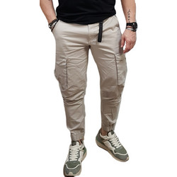 Rebase Ανδρικό Παντελόνι Cargo Joggers Κανονική Εφαρμογή Εκρού 251-RCCP-4025