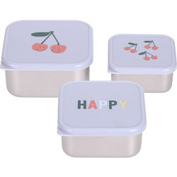 Laessig Happy Fruits Cherry Ανοξείδωτο Παιδικό Σετ Δοχείο Φαγητού Λιλά