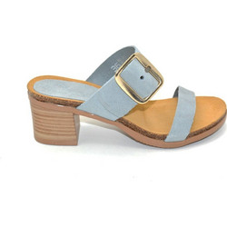 Yokono Soller-002 Γυναικεία Πέδιλα Suede Γαλάζια με Χοντρό Ψηλό Τακούνι