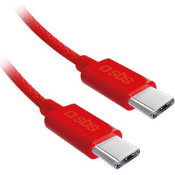 SBS Braided USB-C to USB-C 60W 1.5m Red 8018417447808