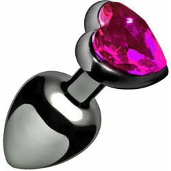 Toyz4lovers Heart Large Πρωκτική Σφήνα Diamond Plug 8cm Ασημί Φούξια