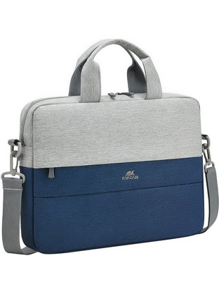 Rivacase Prater 7522 Αδιάβροχη Τσάντα Laptop Ώμου 14" Grey Blue