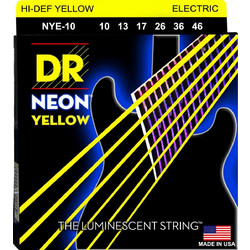 DR Strings Neon Yellow Σετ 6 Χορδές Ηλεκτρικής Κιθάρας Nickel Plated Steel 10-46" Medium Tension