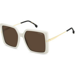 Carrera CA3070/S SZJ/70 Γυναικεία Γυαλιά Ηλίου Τετράγωνα Μεταλλικά Λευκό Χρυσό με Καφέ Φακό