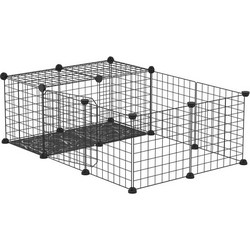 PawHut Περίφραξη Τρωκτικών με 13 Πάνελ Μαύρη 105x70x35cm D51-256