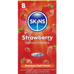 Skins Strawberry Προφυλακτικά με Γεύσεις & Λιπαντικό 8τμχ