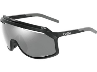 Bolle BS018001 Ανδρικά Γυαλιά Ηλίου Μάσκα Κοκάλινα Μαύρα με Aσημί Φακό