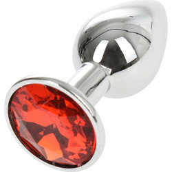 Kinksters Metallic Πρωκτική Σφήνα Diamond Plug Ασημί Κόκκινη