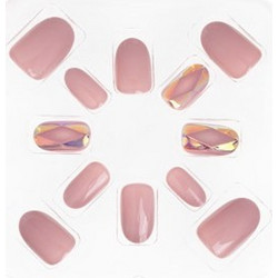 Nude Ολογραφικό Diamond Oval Tips Νυχιών 12τμχ
